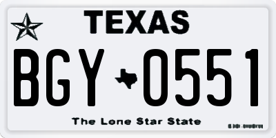 TX license plate BGY0551