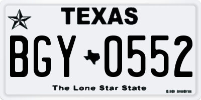 TX license plate BGY0552