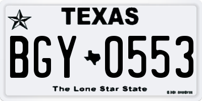TX license plate BGY0553
