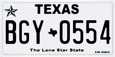 TX license plate BGY0554