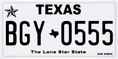TX license plate BGY0555