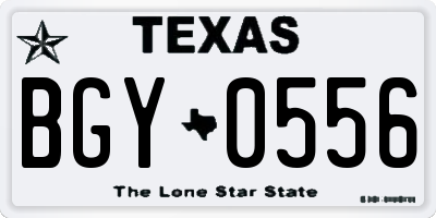 TX license plate BGY0556