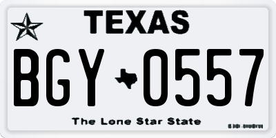 TX license plate BGY0557