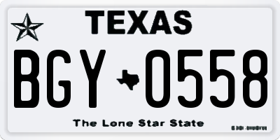 TX license plate BGY0558
