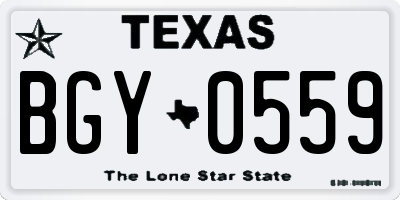TX license plate BGY0559