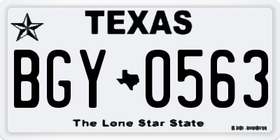 TX license plate BGY0563