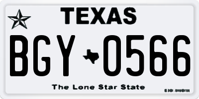 TX license plate BGY0566