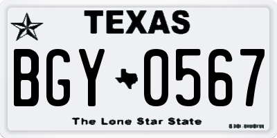 TX license plate BGY0567