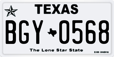 TX license plate BGY0568