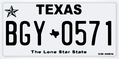 TX license plate BGY0571