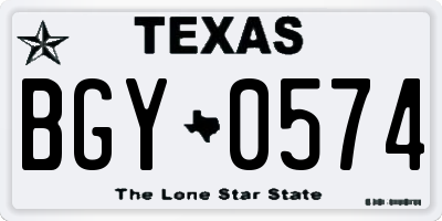 TX license plate BGY0574