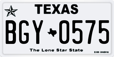 TX license plate BGY0575