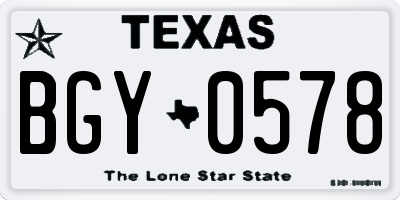TX license plate BGY0578