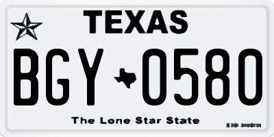 TX license plate BGY0580
