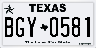 TX license plate BGY0581