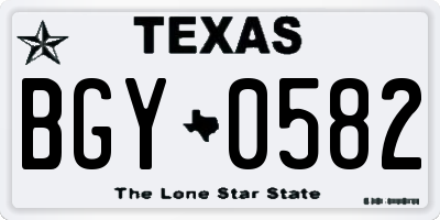 TX license plate BGY0582