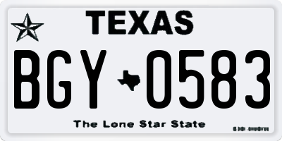 TX license plate BGY0583