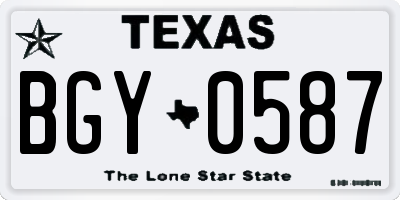 TX license plate BGY0587