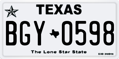 TX license plate BGY0598