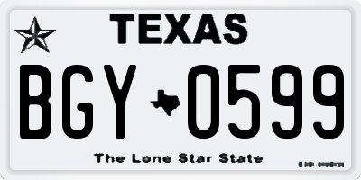 TX license plate BGY0599