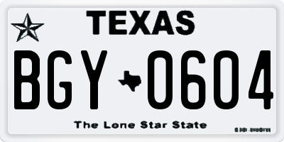TX license plate BGY0604