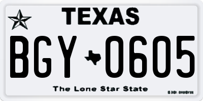 TX license plate BGY0605