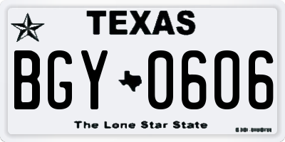 TX license plate BGY0606