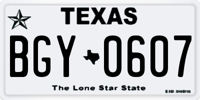 TX license plate BGY0607