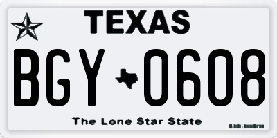TX license plate BGY0608