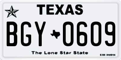 TX license plate BGY0609