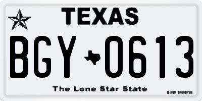 TX license plate BGY0613