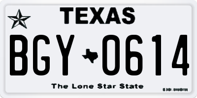 TX license plate BGY0614