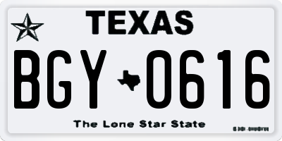 TX license plate BGY0616