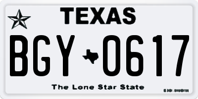 TX license plate BGY0617