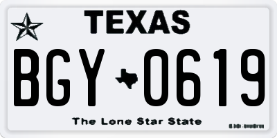 TX license plate BGY0619