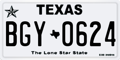 TX license plate BGY0624