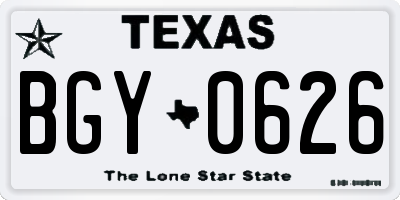 TX license plate BGY0626