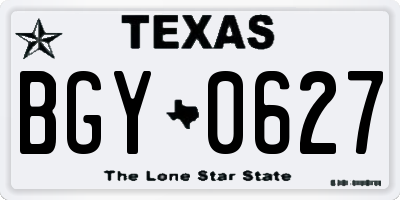 TX license plate BGY0627