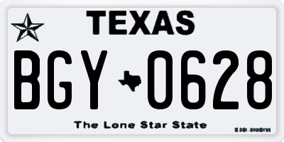 TX license plate BGY0628