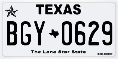 TX license plate BGY0629
