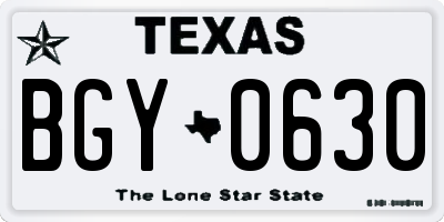 TX license plate BGY0630