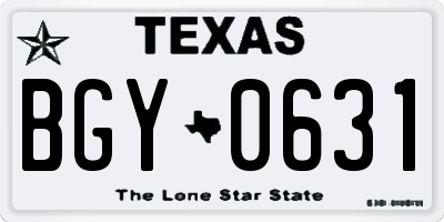 TX license plate BGY0631