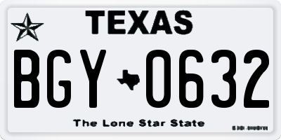 TX license plate BGY0632