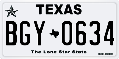 TX license plate BGY0634