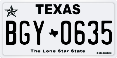 TX license plate BGY0635