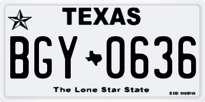 TX license plate BGY0636