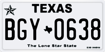 TX license plate BGY0638
