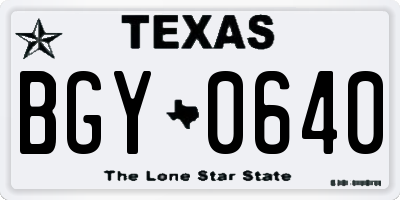TX license plate BGY0640