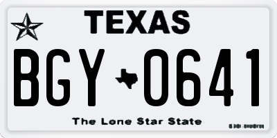 TX license plate BGY0641
