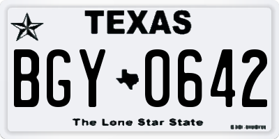 TX license plate BGY0642
